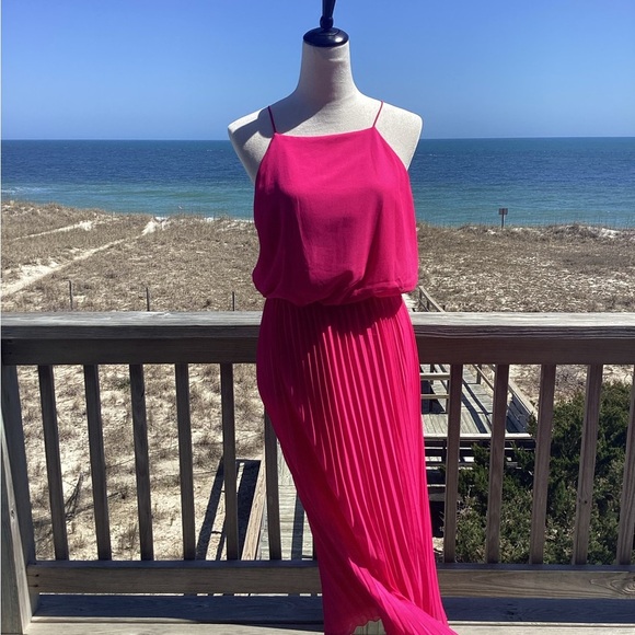 Sam Edelman Hot Pink Pleated Midi Dress - Picture 10 of 13